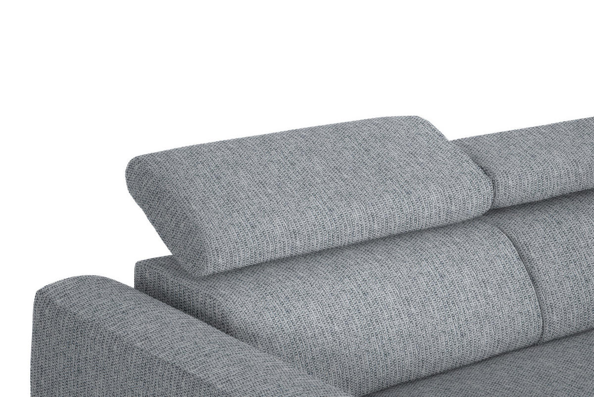 ECKSOFA in Webstoff Hellgrau  - Hellgrau/Schwarz, Design, Textil/Metall (280/205cm) - MID.YOU