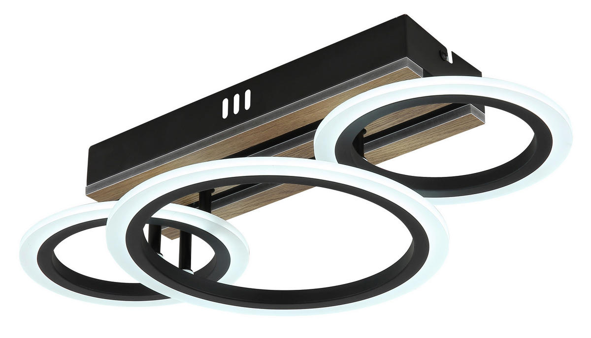 LED-DECKENLEUCHTE 46/25/11,5 cm   - Dunkelbraun/Schwarz, Natur, Holzwerkstoff/Kunststoff (46/25/11,5cm) - Globo