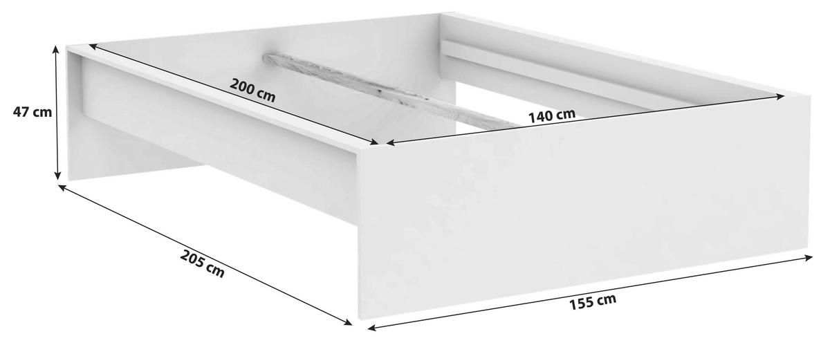 BETTRAHMEN 140/200 cm Eichefarben  - Eichefarben, KONVENTIONELL (140/200cm) - Hom`in
