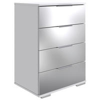 NACHTSCHRANK 52/74/38 cm  - Alufarben/Weiß, Design, Glas/Holzwerkstoff (52/74/38cm) - Livetastic