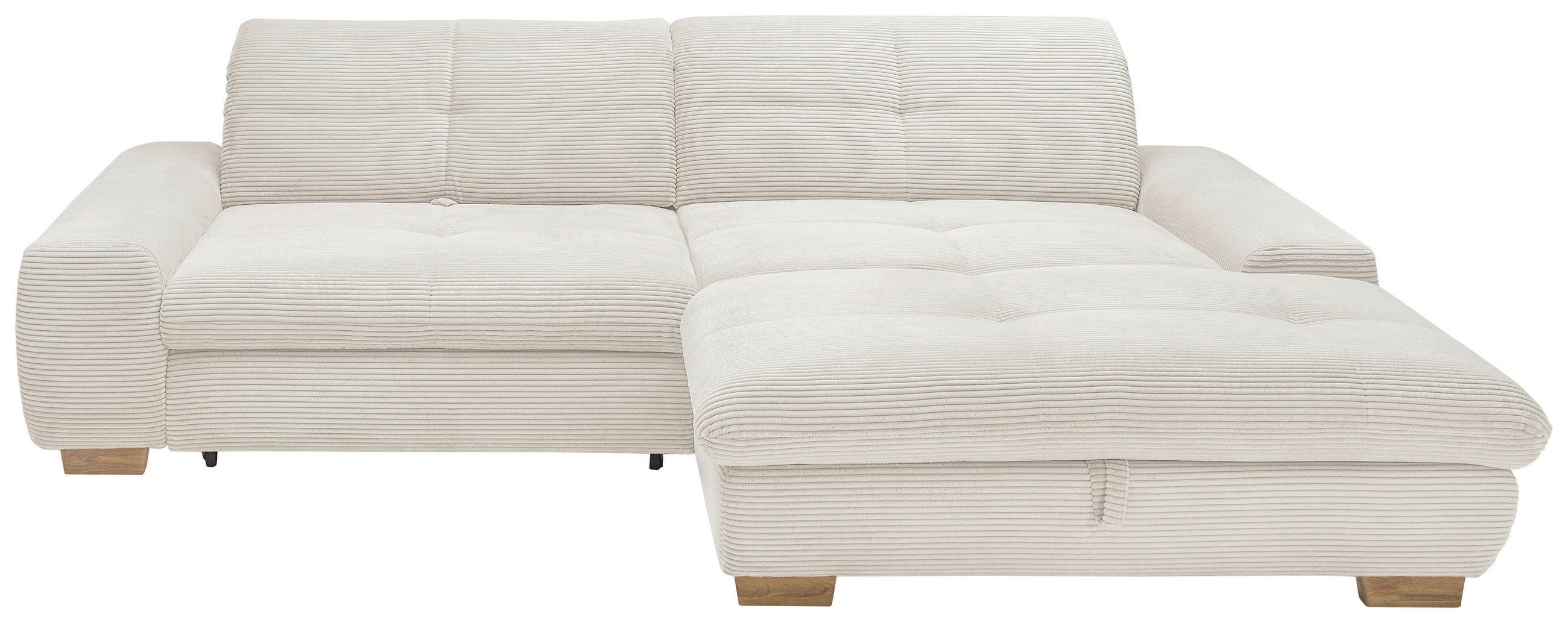 ECKSOFA Creme Cord  - Eichefarben/Creme, Design, Holz/Textil (276/198cm) - SetOne by Musterring