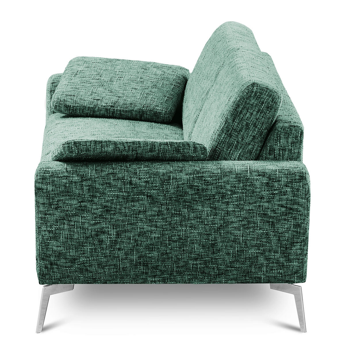 2-SITZER-SOFA Webstoff Grün  - Chromfarben/Grün, Design, Textil/Metall (157/85/92cm) - Livetastic