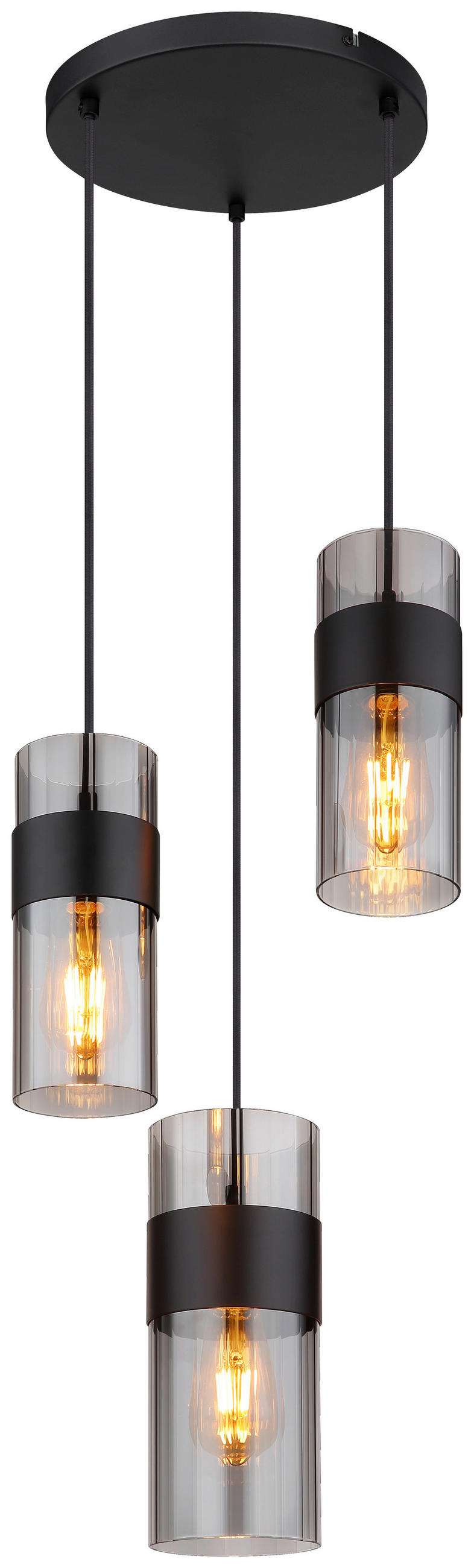 HÄNGELEUCHTE 34/150 cm  - Schwarz, Design, Glas/Textil (34/150cm) - Globo