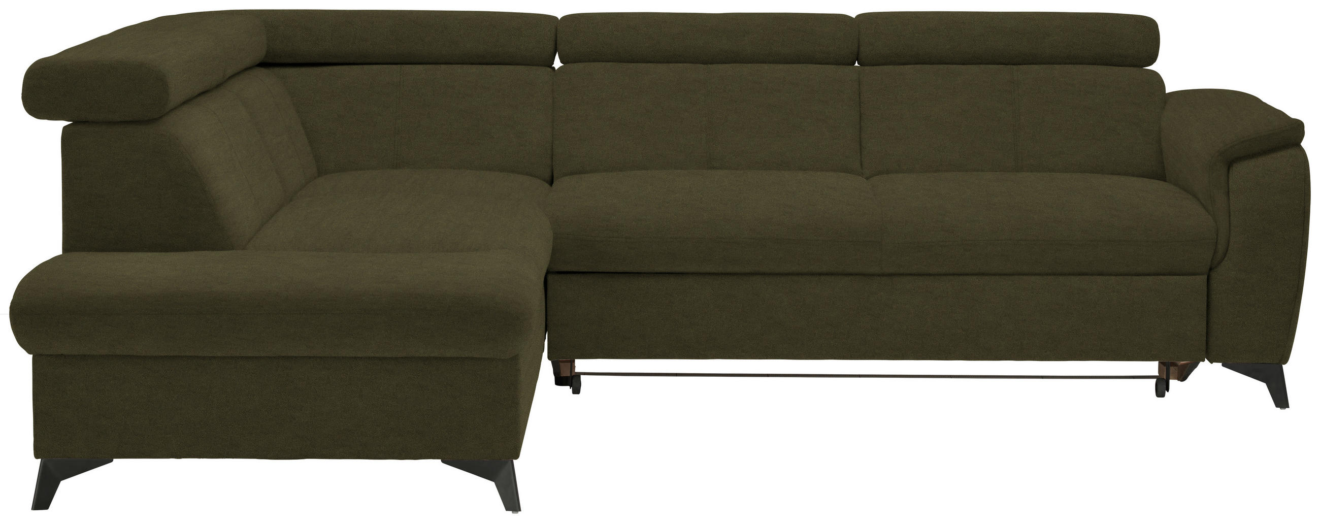 ECKSOFA in Mikrofaser Olivgrün  - Schwarz/Olivgrün, Design, Textil/Metall (203/260cm) - Stylife