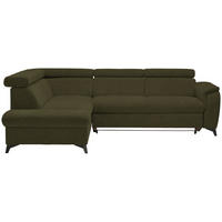 ECKSOFA in Mikrofaser Olivgrün  - Schwarz/Olivgrün, Design, Textil/Metall (203/260cm) - Stylife