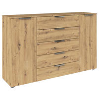 KOMMODE 160/100/42 cm Chromfarben, Eiche Artisan  - Chromfarben/Schwarz, Modern, Holzwerkstoff/Kunststoff (160/100/42cm) - Rauch Möbel