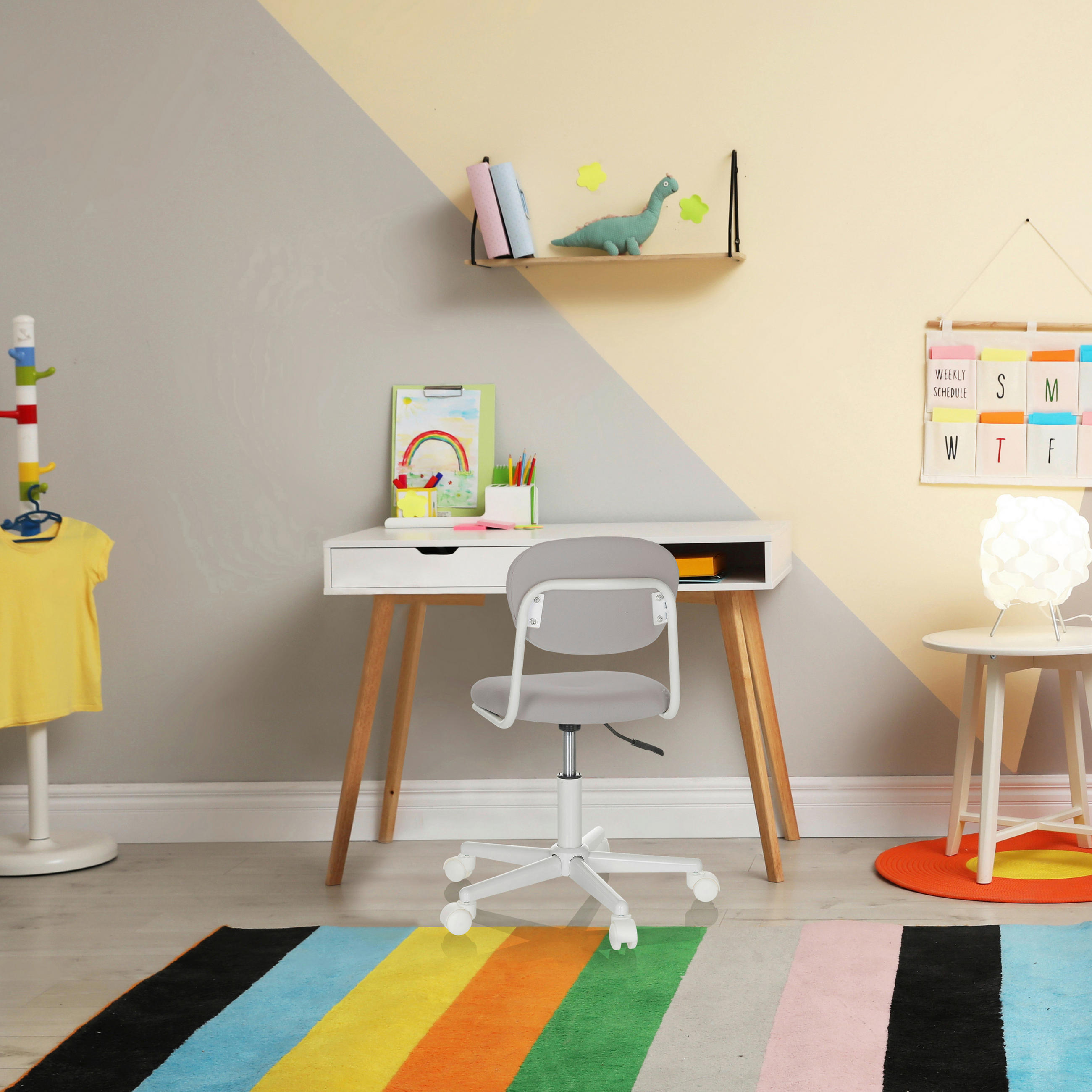 JUGENDDREHSTUHL Grau  - Weiß/Grau, Basics, Kunststoff/Textil (60/72-83/60cm) - MID.YOU