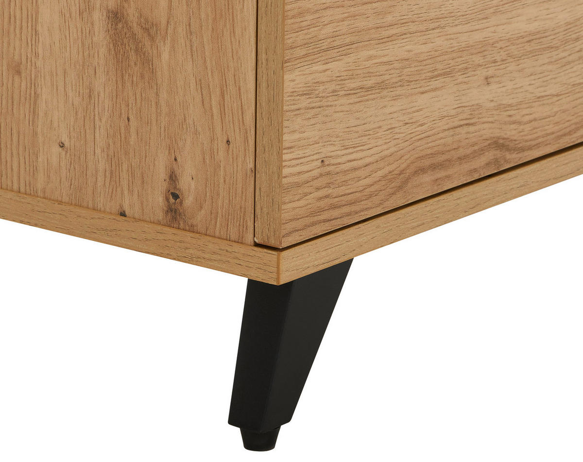 COMODĂ CU UșI 103/86/40 cm  - culoare lemn stejar/negru, Lifestyle, metal/material pe bază de lemn (103/86/40cm) - MID.YOU