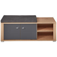 ŠATNÍ LAVICE, 122/50/38 cm - šedá/barvy stříbra, Design, kov/kompozitní dřevo (122/50/38cm) - Xora