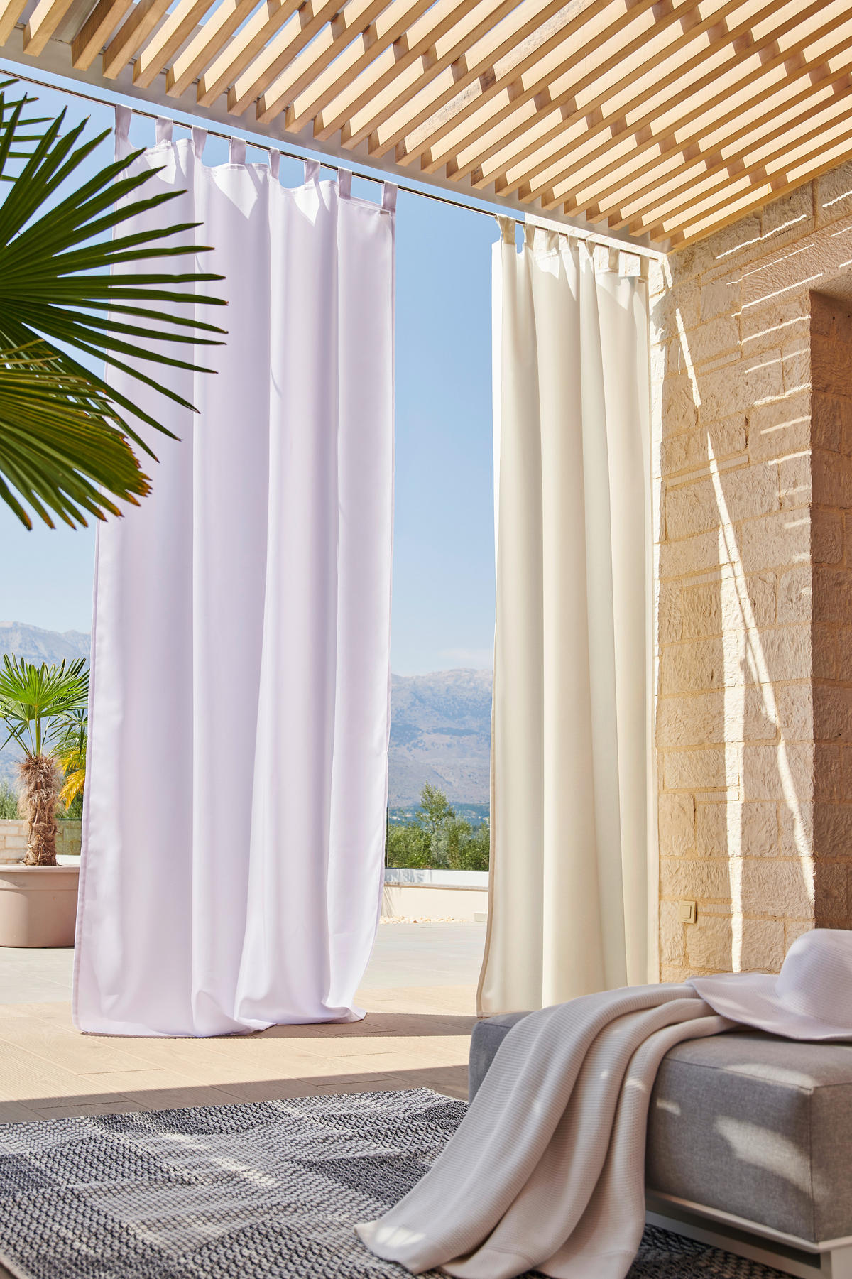 OUTDOOR SCHLAUFENSCHAL  blickdicht  140/300 cm   - Weiß, Basics, Textil (140/300cm) - Esposa