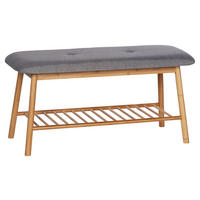 HOCKERBANK 90/45/34 cm Grau Bambus  - Grau, Basics, Holz/Textil (90/45/34cm) - Wenko