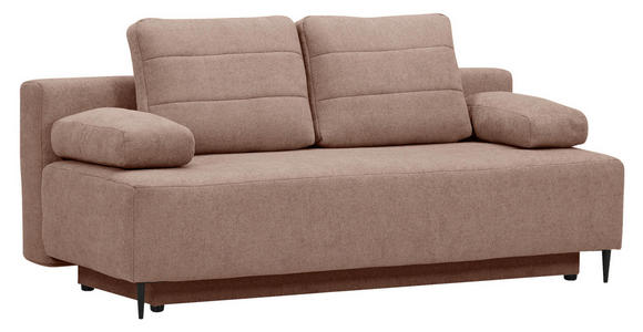 SCHLAFSOFA  mit Stoffauswahl, Liegefunktion, Schlafen auf Sitzhöhe, Rücken echt Flachgewebe Hellbraun  - Hellbraun/Schwarz, KONVENTIONELL, Textil/Metall (197/75/100cm) - Carryhome
