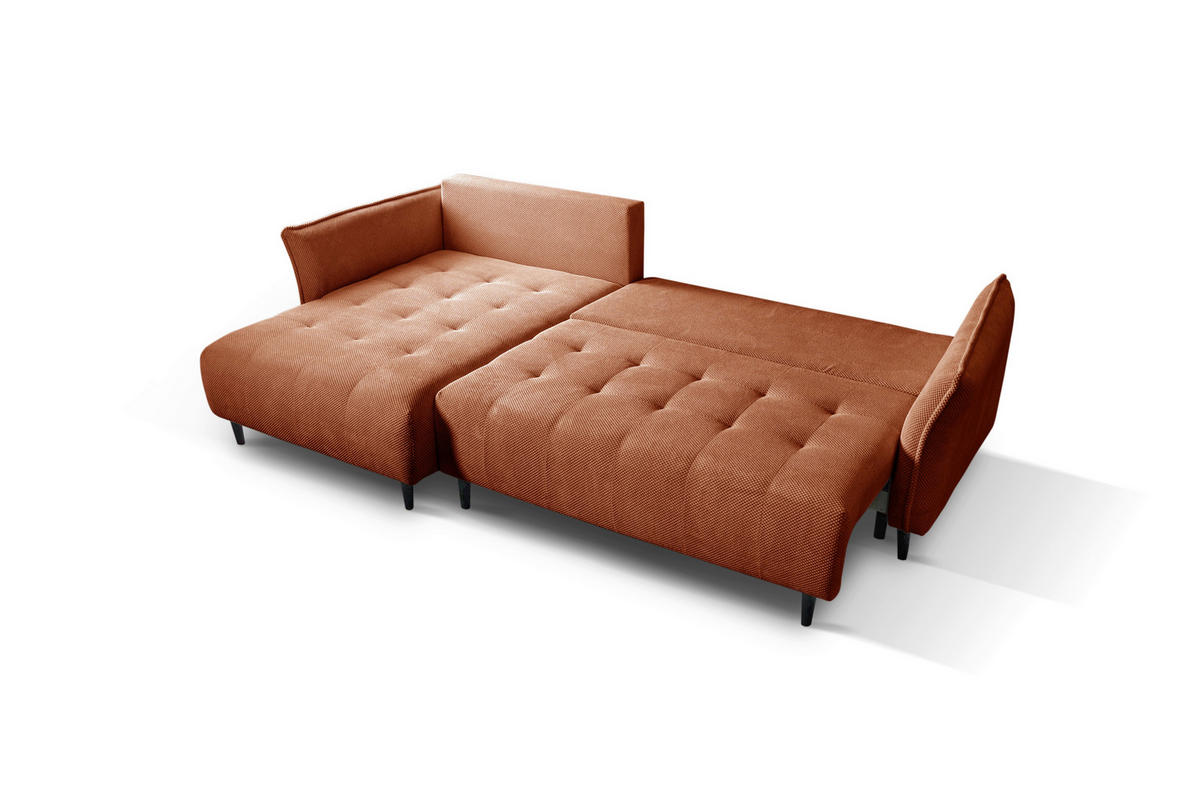 ECKSOFA MONTE CARLO Terracotta Struktur, Plüsch  - Terracotta/Schwarz, Trend, Textil (160/290cm) - MID.YOU