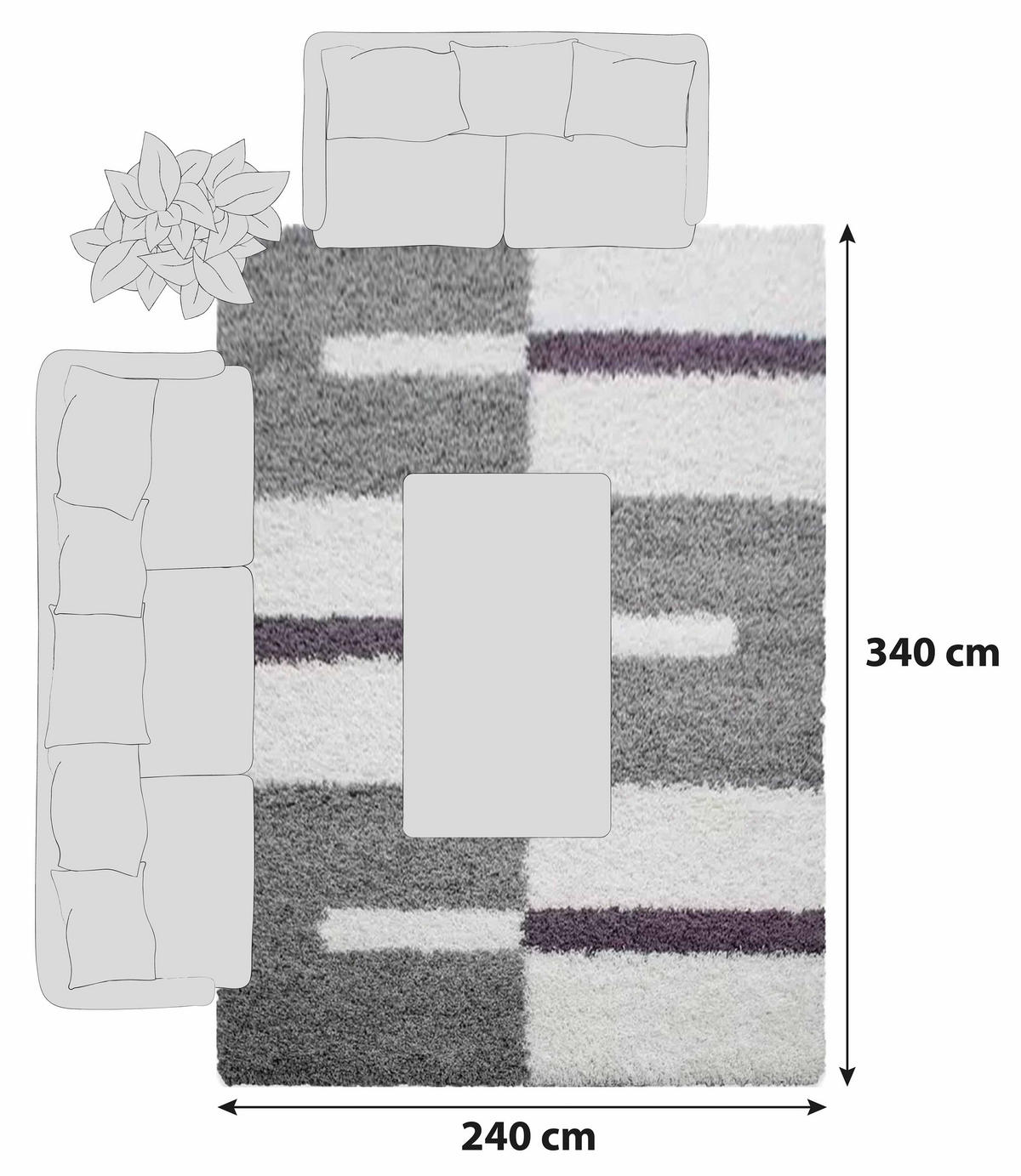 HOCHFLORTEPPICH 240/340 cm Gala 2505 Lila  - Lila, Design, Textil (240/340cm) - Novel