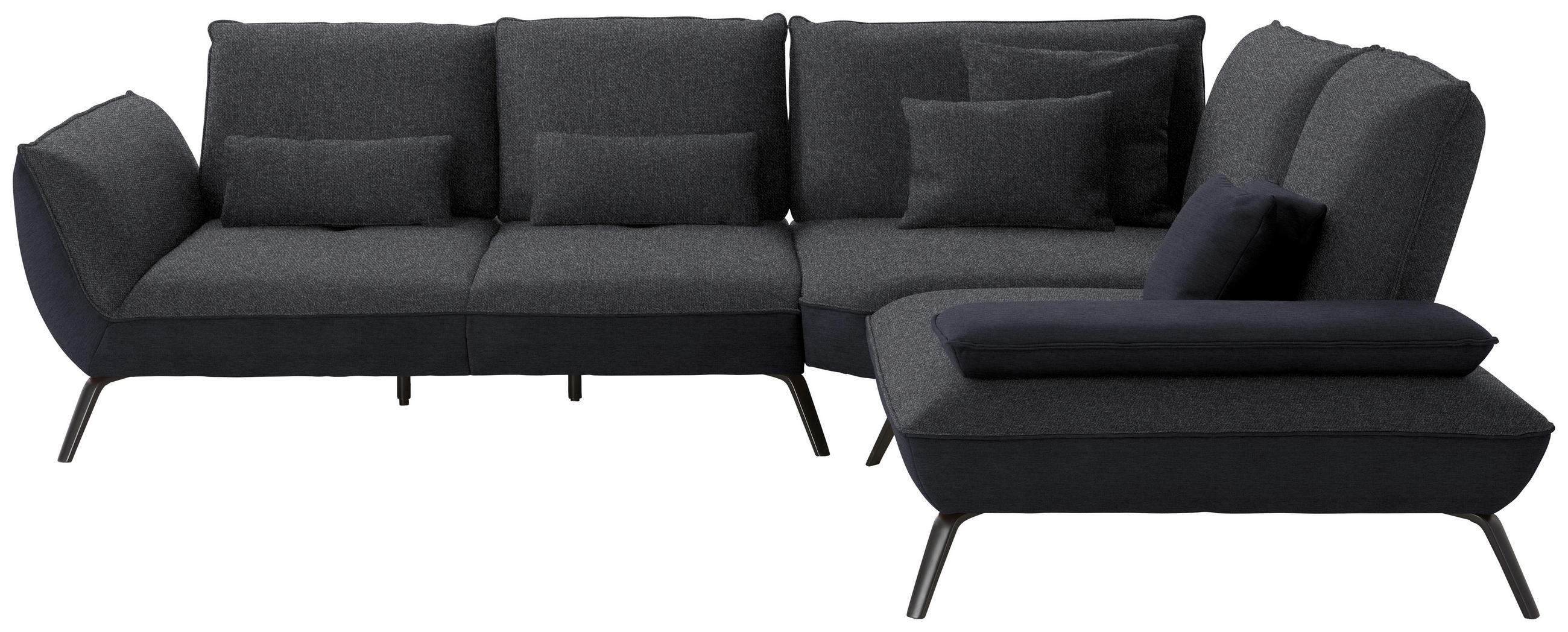 ECKSOFA in Flachgewebe Anthrazit 310/250 cm - Anthrazit/Schwarz, Design, Textil/Metall (310/250cm) - Moderano