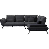 ECKSOFA in Flachgewebe Anthrazit  - Anthrazit/Schwarz, Design, Textil/Metall (310/250cm) - Moderano