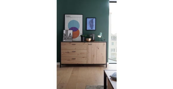 SIDEBOARD Anthrazit, Eichefarben 146/83/40 cm - Eichefarben/Anthrazit, Design, Holzwerkstoff/Metall (146/83/40cm) - Carryhome