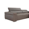 ECKSOFA DUA in Echtleder Grau  293/170 cm  - Chromfarben/Grau, Design, Leder/Metall (293/170cm) - Novel