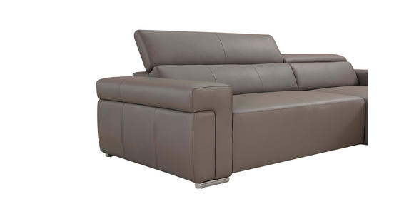 ECKSOFA DUA in Echtleder Grau  293/170 cm  - Chromfarben/Grau, Design, Leder/Metall (293/170cm) - Novel