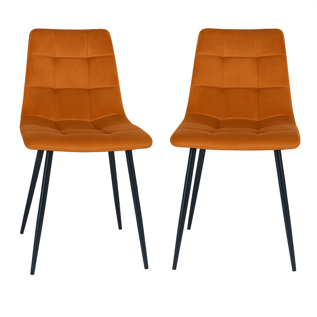 STOLSET 2 styck sammet  - svart/senapsgul, Modern, metall/textil (44/86/55cm) - MID.YOU