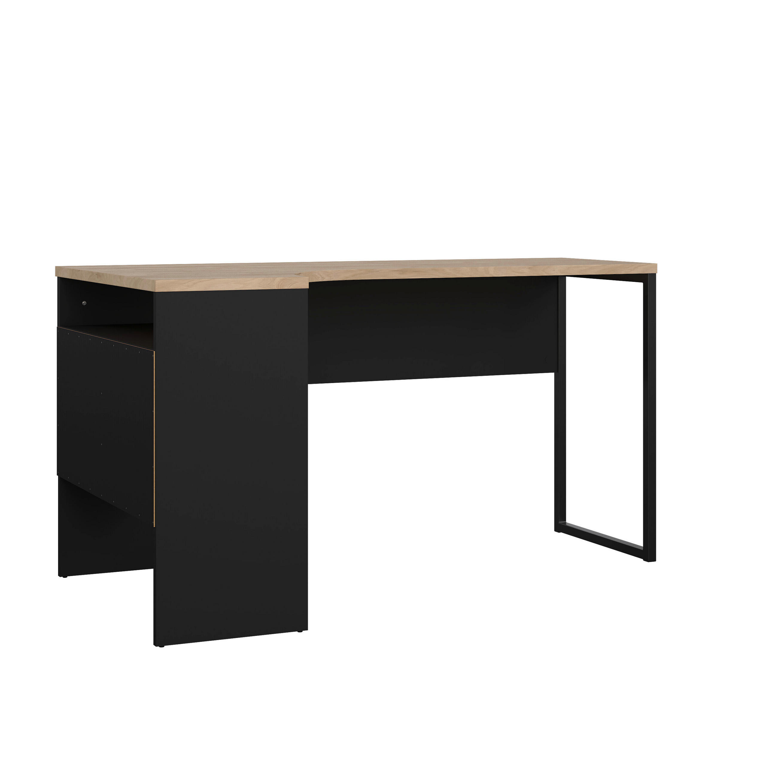 SCHREIBTISCH 145,1/81,1/76,8 cm in Schwarz, Eichefarben - Eichefarben/Schwarz, MODERN, Holzwerkstoff/Metall (145,1/81,1/76,8cm) - MID.YOU