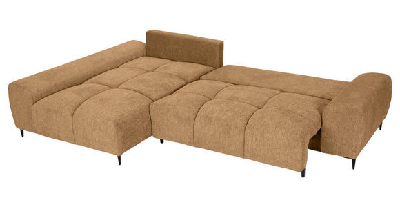 ECKSOFA in Flachgewebe Cognac  - Cognac/Schwarz, KONVENTIONELL, Textil/Metall (180/295cm) - Carryhome