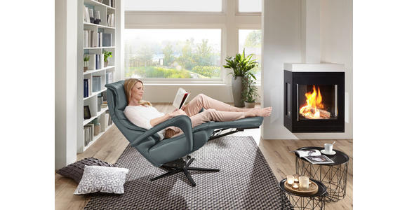 RELAXSESSEL in Leder Blaugrau - Blaugrau/Schwarz, Design, Leder/Metall (75/106/88cm) - Dieter Knoll