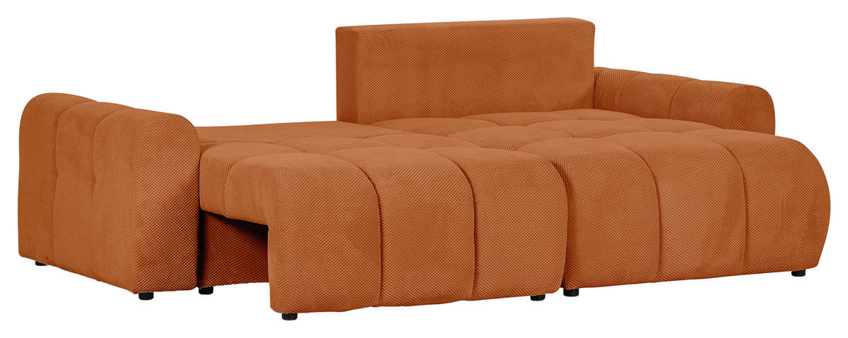 ECKSOFA in Flachgewebe Rostfarben  - Rostfarben/Schwarz, KONVENTIONELL, Kunststoff/Textil (256/157cm) - Carryhome