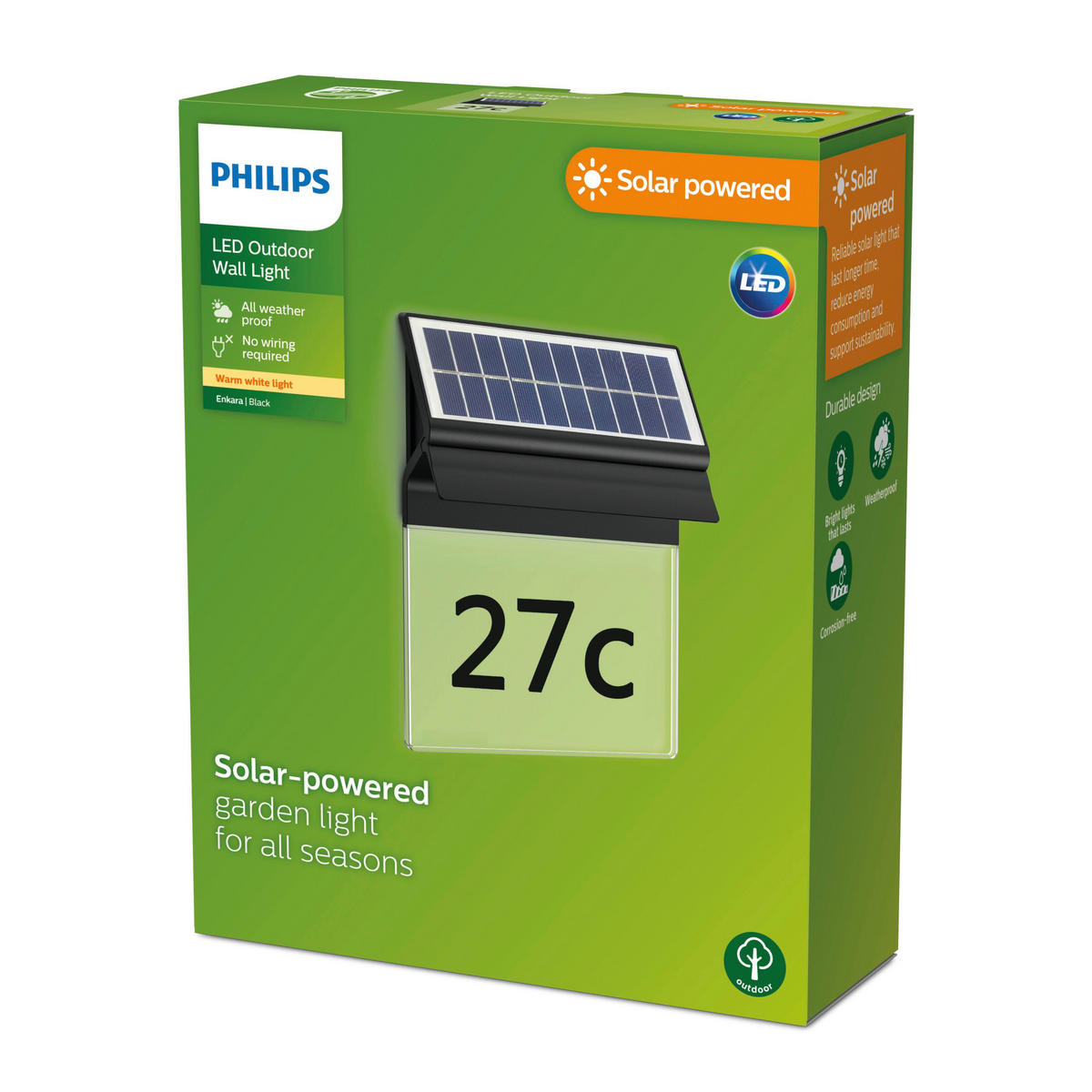 SOLARLEUCHTE 18/23/6 cm   - Schwarz, KONVENTIONELL, Kunststoff (18/23/6cm) - Philips