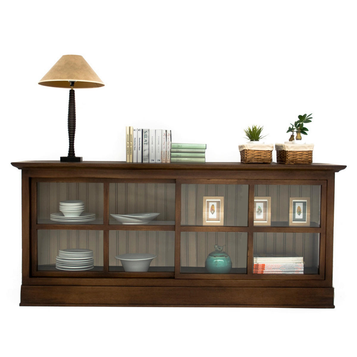 SIDEBOARD UrbanClass  in 190,5/82/49 cm  - Nussbaumfarben/Creme, LIFESTYLE, Glas/Holz (190,5/82/49cm) - Livetastic