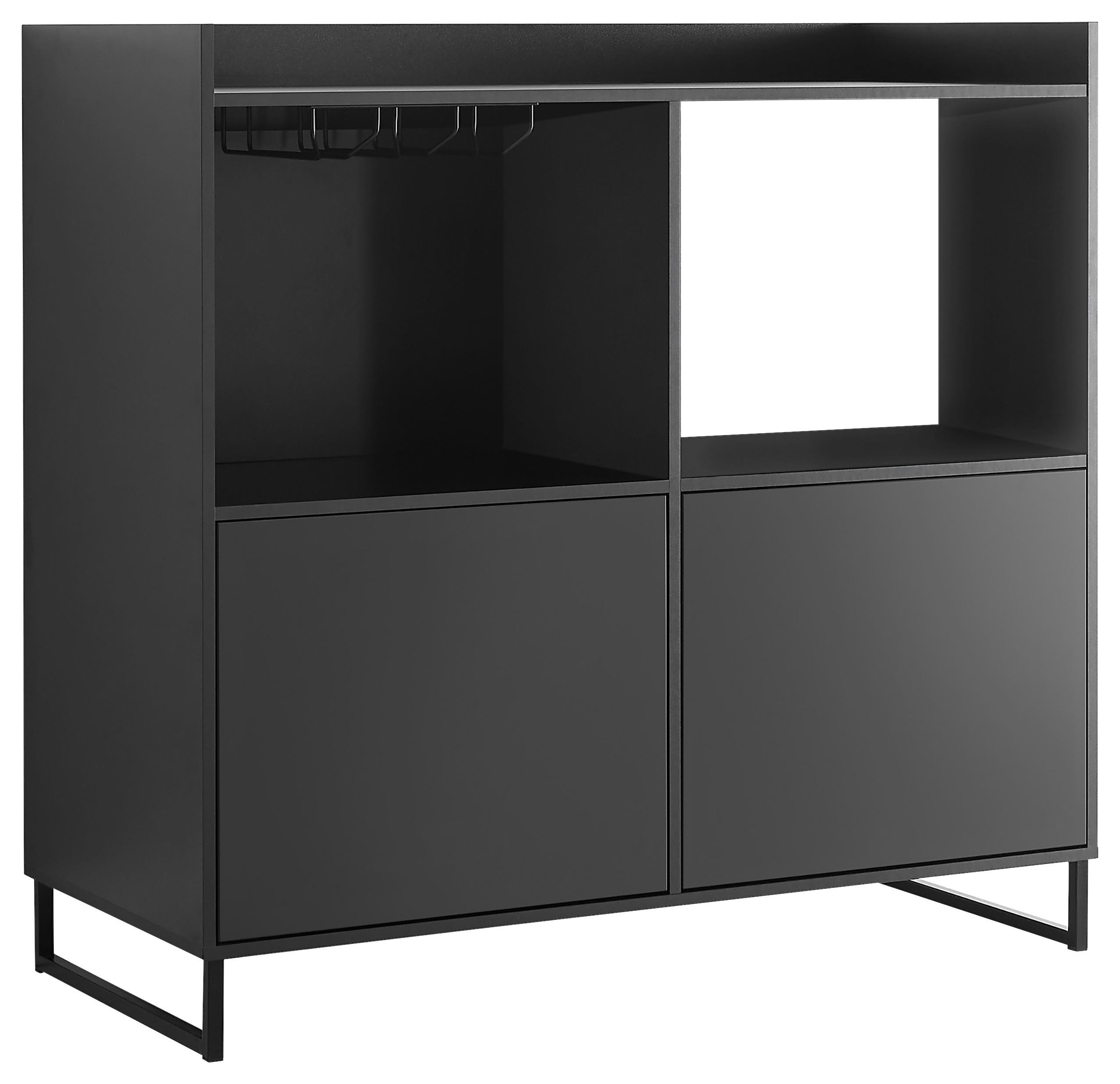 Carryhome Sideboard Mosel Weinschrank Schwarz 125x120x58 cm