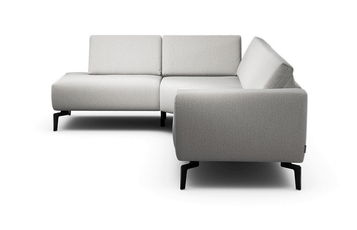 ECKSOFA Cosy Hellgrau Chenille  - Hellgrau/Schwarz, Design, Textil/Metall (193/256cm) - SENSOO