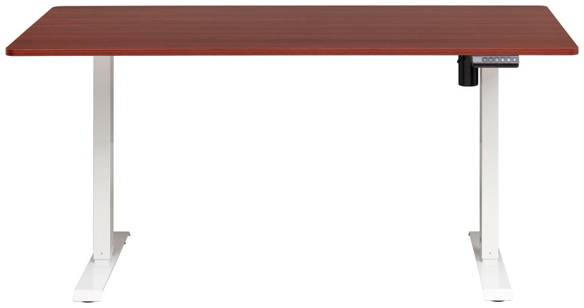 SCHREIBTISCH  in Weiß, Walnussfarben  - Walnussfarben/Weiß, MODERN, Holzwerkstoff/Metall (160/73-123/80cm) - Livetastic