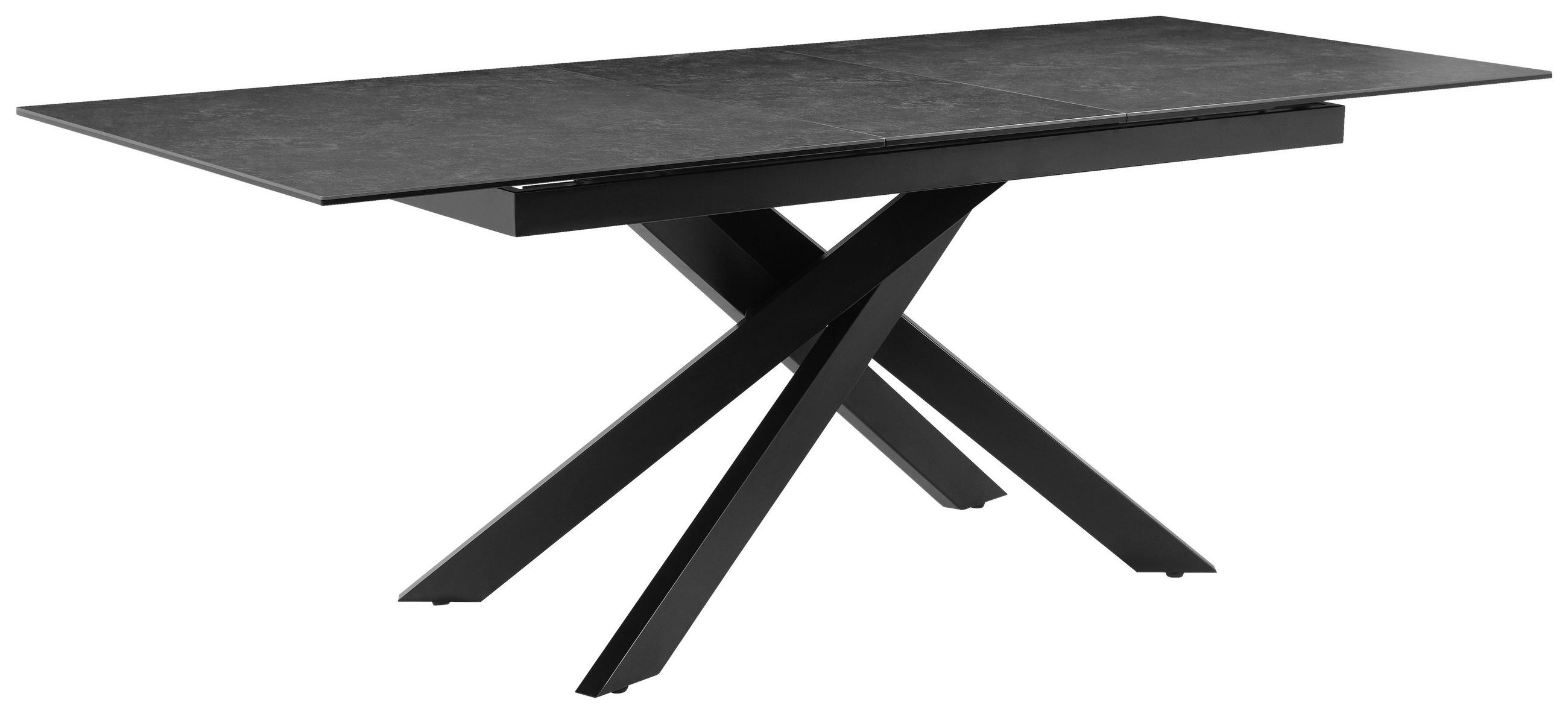 ESSTISCH 168-210/90/76 cm  Metall, Glas, Keramik ausziehbar rechteckig Grau, Schwarz  - Schwarz/Grau, MODERN, Glas/Keramik (168-210/90/76cm) - P & B