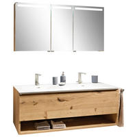 BADEZIMMER  in 128,4 cm  - Eichefarben/Weiß, Design, Glas/Holz (128,4cm) - Voglauer