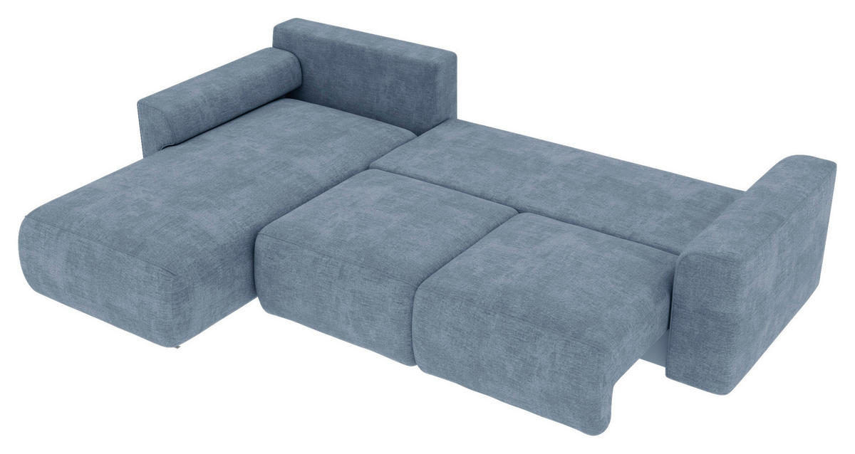 ECKSOFA in Samt Blau  195/293 cm  - Chromfarben/Blau, KONVENTIONELL, Kunststoff/Textil (195/293cm) - Carryhome