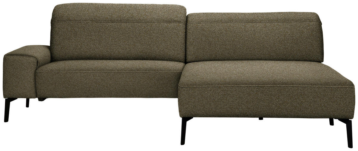ECKSOFA in Mikrofaser Khaki  - Khaki/Schwarz, Design, Textil/Metall (273/203cm) - Johann Jakob