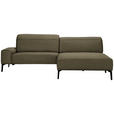 ECKSOFA  in Mikrofaser Khaki  273/203 cm  - Khaki/Schwarz, Design, Textil/Metall (273/203cm) - Johann Jakob