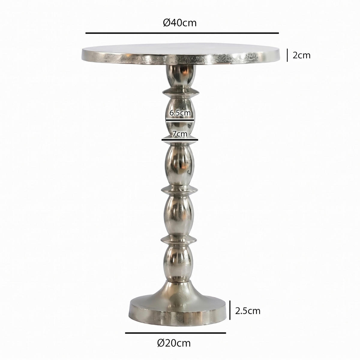 KISASZTAL fém 40/40/56 cm   - ezüstszínű, Design, fém (40/40/56cm) - MID.YOU