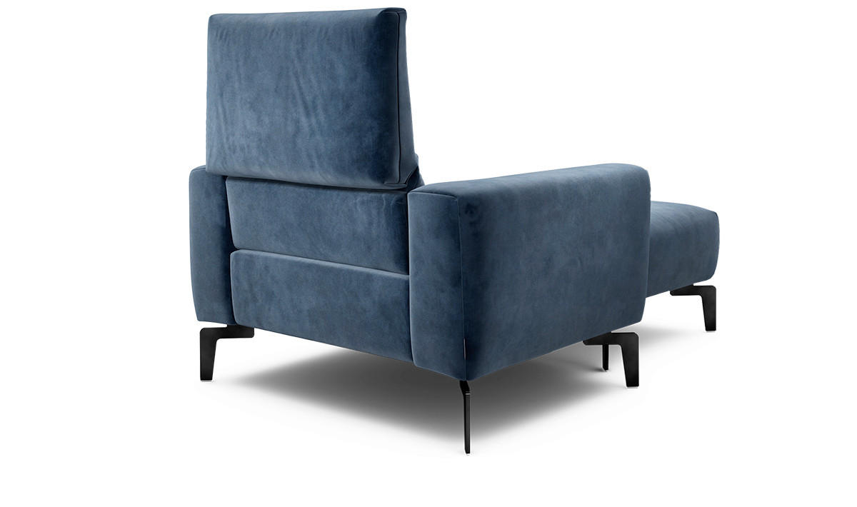 Sessel inkl. Hocker Samt    - Schwarz/Dunkelblau, Design, Textil/Metall (110/85/86-94cm) - SENSOO