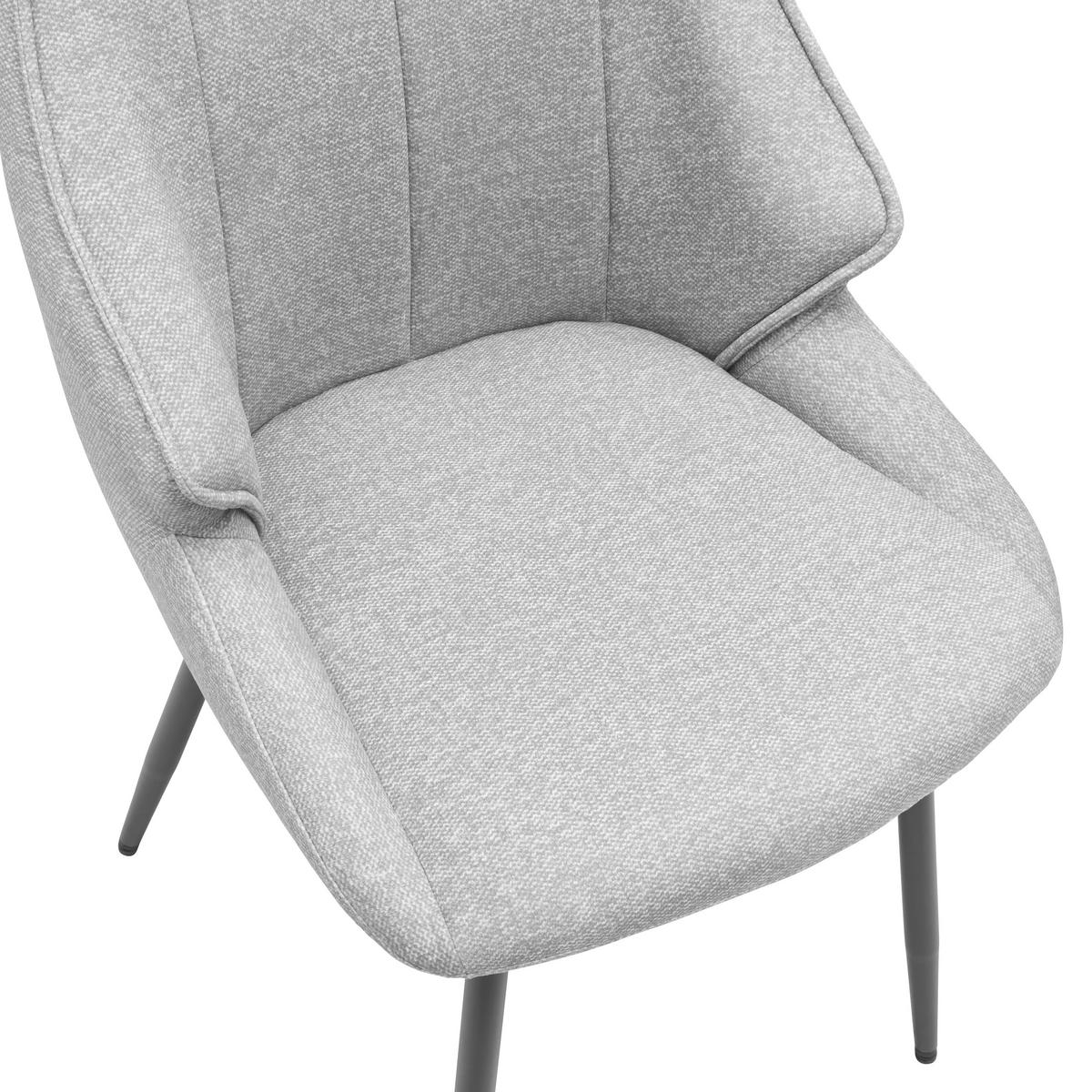 STUHL Samt Grau, Schwarz  - Schwarz/Grau, LIFESTYLE, Textil/Metall (55/87/61cm) - MID.YOU