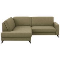 ECKSOFA  Chenille Schilfgrün  - Schilfgrün/Schwarz, Design, Textil/Metall (182/239cm) - Beldomo Comfort