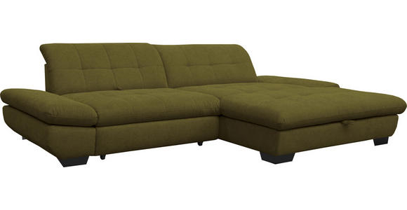 ECKSOFA in Mikrofaser Grün 290/198 cm - Schwarz/Grün, Design, Textil/Metall (290/198cm) - Xora