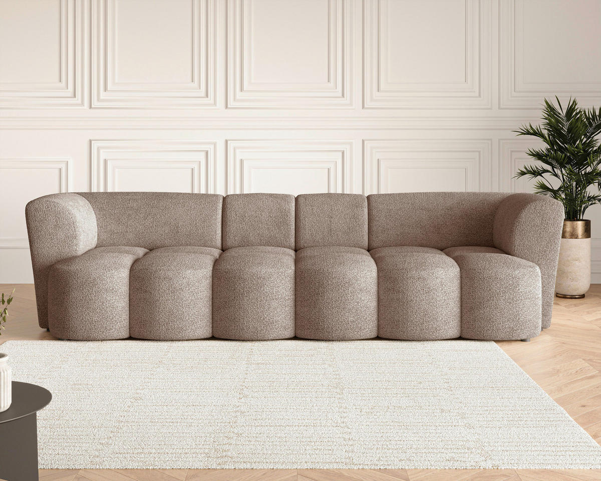 VIERSITZER-SOFA Chenille Taupe  - Taupe/Schwarz, MODERN, Kunststoff/Textil (307/84/107cm) - Milino