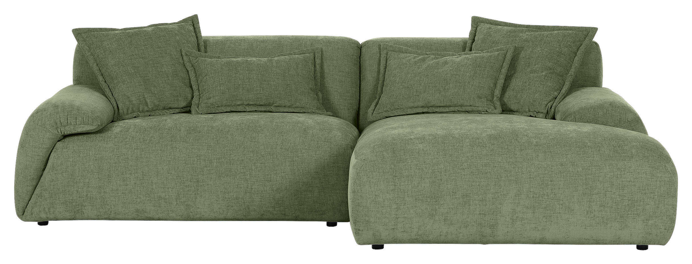 ECKSOFA Olivgrün Flachgewebe  - Schwarz/Olivgrün, KONVENTIONELL, Kunststoff/Textil (274/174cm) - Carryhome
