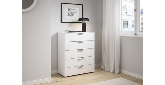 KOMMODE  in 80/100/42 cm  - Chromfarben/Weiß, Design, Glas/Holzwerkstoff (80/100/42cm) - Carryhome