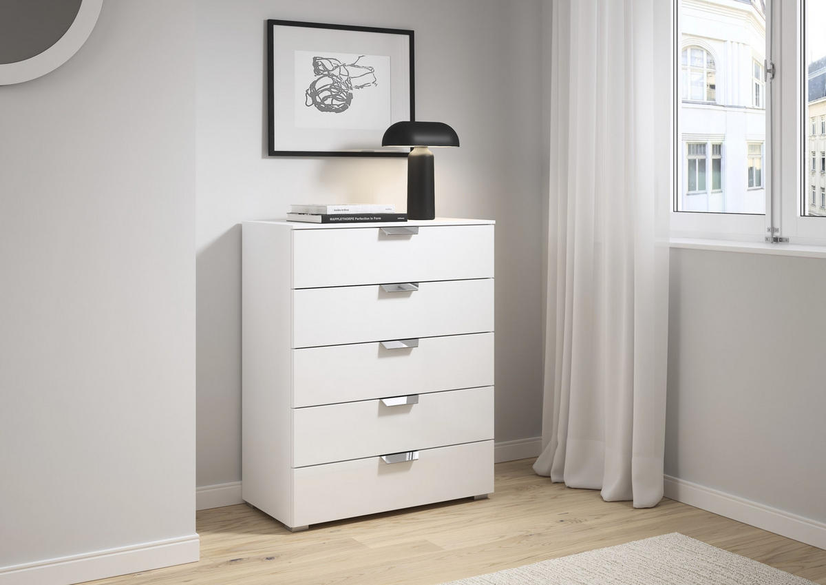 KOMMODE  in 80/100/42 cm  - Chromfarben/Weiß, Design, Glas/Holzwerkstoff (80/100/42cm) - Carryhome