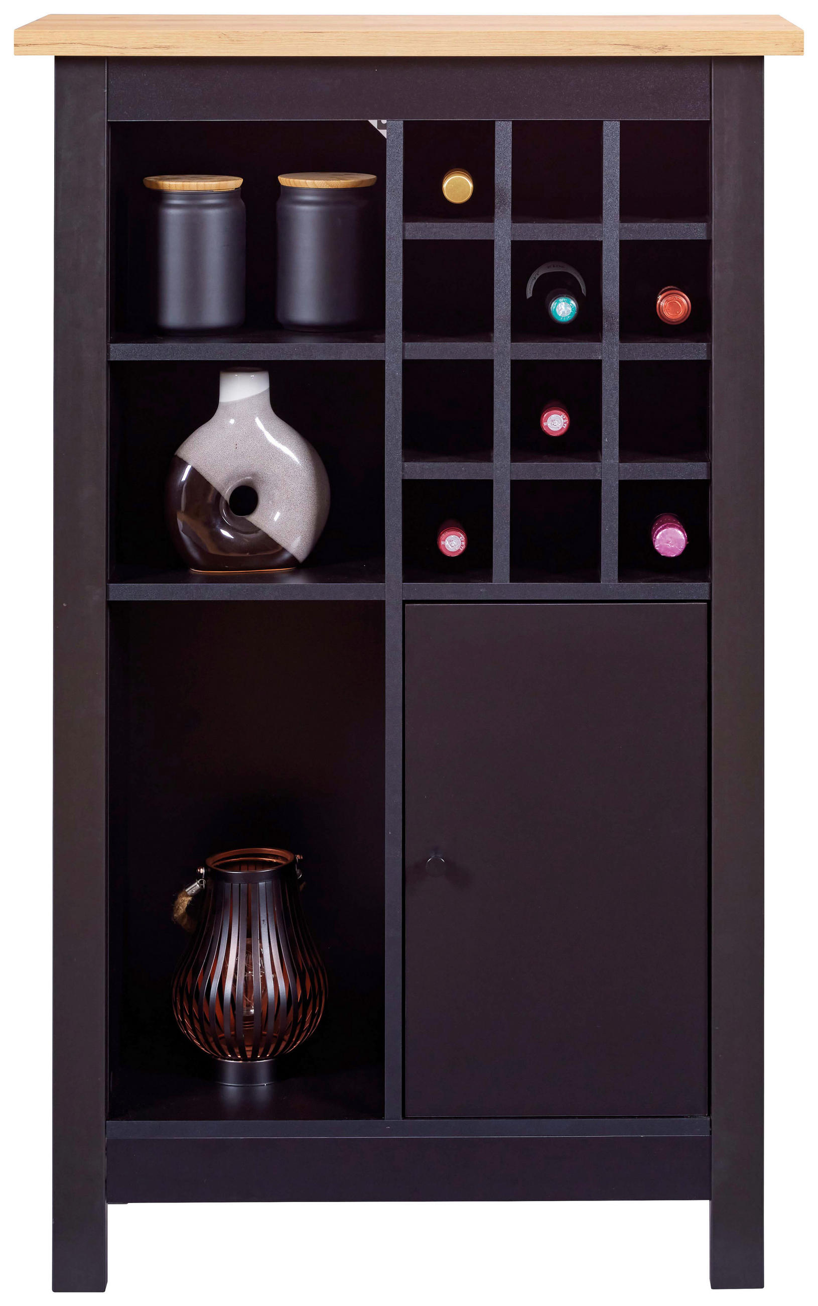 Livetastic SKRINKA NA VÍNO, čierna, dub artisan, 77/124/33 cm