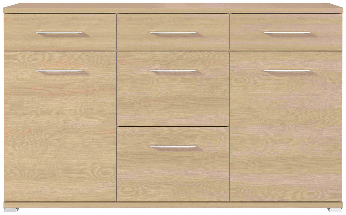 SIDEBOARD  in 144/87/40 cm  - Eichefarben/Silberfarben, KONVENTIONELL, Holzwerkstoff/Kunststoff (144/87/40cm)