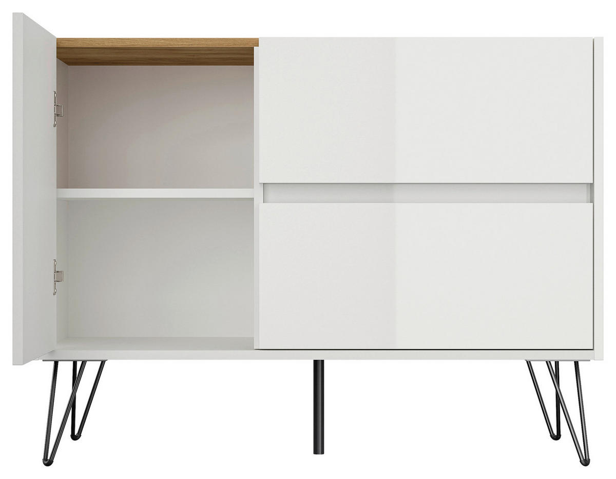 SIDEBOARD Posseik Industrial  in 99/75,8/42 cm  - Eichefarben/Schwarz, Design, Holzwerkstoff/Metall (99/75,8/42cm) - P & B